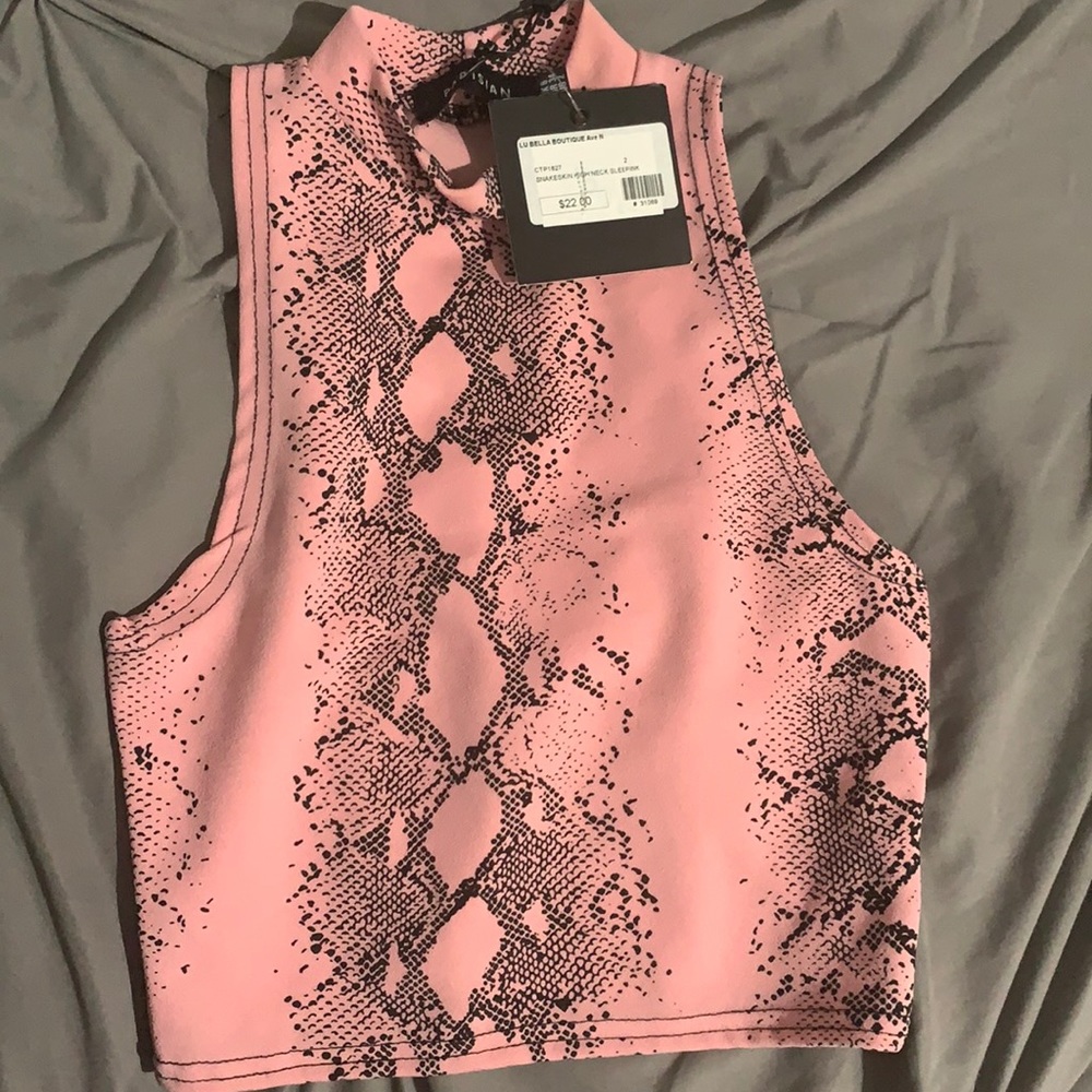snakeskin high neck tank